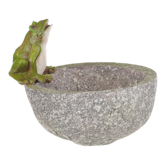 Krmítko pro ptáčky - žába na misce, polyresin. Krmítko pro ptáčky - žába na misce, polyresin.