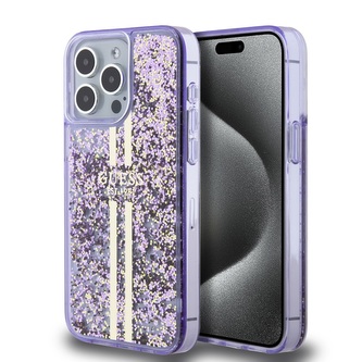 Guess PC/TPU Liquid Glitter Gold Stripe Zadní Kryt pro iPhone 15 Pro Max Purple Guess PC/TPU Liquid Glitter Gold Stripe Zadní Kryt pro iPhone 15 Pro Max Purple