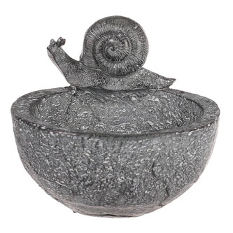 Krmítko pro ptáčky - šnek na misce, polyresin.