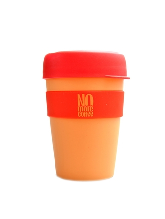 Ostrovit - No More Coffee Mug 340 ml hrnek se šroubovacím víčkem - žluto modrý
