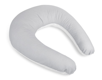 Kojicí polštář s povlakem na zip - kostička - šedá, bílá - po obvodu 180 cm