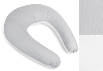 Povlak na kojicí polštář na zip - kostička - šedá, bílá - po obvodu 180 cm ( pouze povlak )