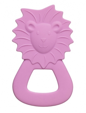 Silikonové kousátko Lvíček - růžové, 10,5 x 6,5 cm