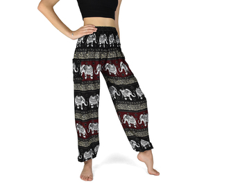 Kalhoty Joga WASTE, černé, vínové, sloni