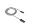 CANYON Nabíjecí kabel Lightning USB pro iPhone 5/6/7, opletený, kovový plášť, 1 metr, šedá