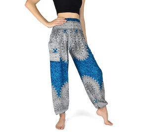 Kalhoty Joga WASTE, tyrkysové, mandaly