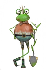 Kovová žába s rýčem 55,5x25,5x10 cm