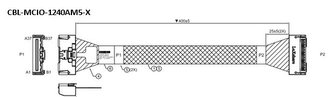 MCIO×8 rovný -> MCIO×8 rovný, 40cm, 85ohm kabel (NVMe5) (LNRV)