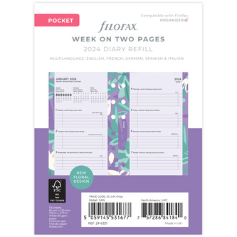 Filofax, Diářový set 2024 kapesní, Floral