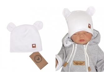 Z&Z Dvouvrstvá bavlněná čepička LOVE TEDDY, bílá, vel. 80/86 ; 80/86 (12-18m)