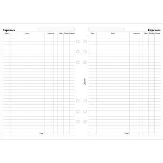 Filofax, Přehled výdajů pro diáře, A5, bílá