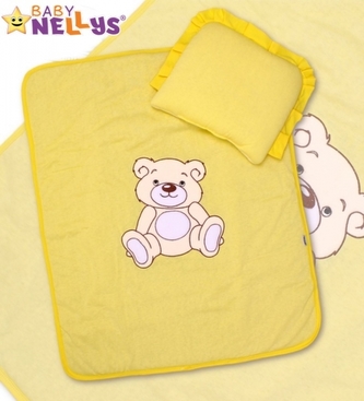Baby Nellys 2-dílná sada do kočárku jersey Medvídek Teddy Bear - krémově žlutá Baby Nellys 2-dílná sada do kočárku jersey Medvídek Teddy Bear - krémově žlutá