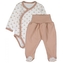 Body dlouhý rukáv zap. bokem+polodupačky Star Baby - béžový; 56 (1-2m)