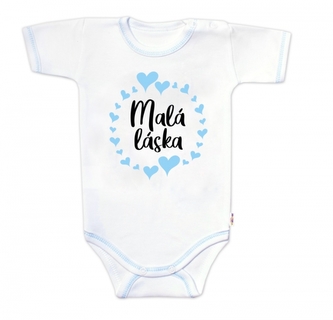 Body krátký rukáv s vtipným textem Baby Nellys, Malá láska, vel. 74, kluk; 74 (6-9m)