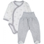 Body dlouhý rukáv zap. bokem+polodupačky Teddy Baby - šedý; 56 (1-2m)