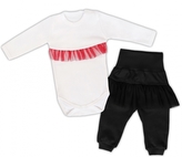 Mamatti 2dílná sada Body dl. rukáv s tutu volánkem, tepláčky s tutu, bílé, černé, vel. 74; 74 (6-9m)