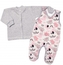 Baby Nellys 2-dílná sada, bavlněné dupačky s košilkou Sloníci, šedá; 56 (1-2m)
