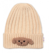 Dětská zimní čepice Bear, Baby Nellys - ecru, vel. 48-54 cm; 98-104 (2-4r)