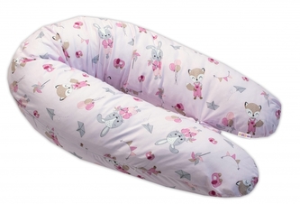 Baby Nellys Kojící bavlněný polštář - relaxační poduška Liška a zajíc, růžový Baby Nellys Kojící bavlněný polštář - relaxační poduška Liška a zajíc, růžový