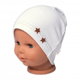 Baby Nellys Žebrovaná čepice Hvězdičky - bílá, vel. 92/98; 92/98 (18-36m)