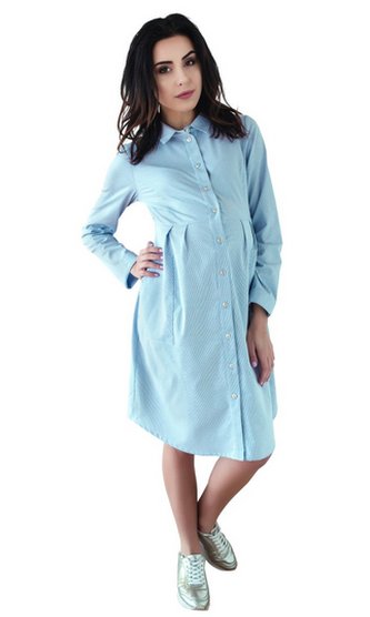 Be MaaMaa Těhotenské šaty/tunika dl. rukáv - modré, vel. XL; XL (42)