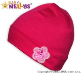 Bavlněná čepička Baby Nellys ® - Růžová s kytičkou; 92 (18-24m)