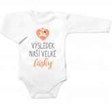Body dlouhý rukáv, Výsledek naší velké lásky, Baby Nellys, bílé, vel. 62; 62 (2-3m)