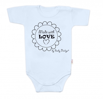 Body krátký rukáv Made with love, Baby Nellys, světle modré, vel. 80; 80 (9-12m)