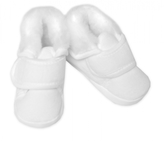 Velurové kozačky/capačky s kožíškem na suchý zip, Baby Nellys, bílé; 56/62 (0-3m)