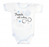Body krátký rukáv s vtipným textem Baby Nellys, Trenér celé rodiny, vel. 86; 86 (12-18m)