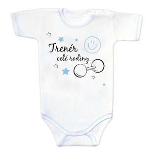 Body krátký rukáv s vtipným textem Baby Nellys, Trenér celé rodiny, vel. 86; 86 (12-18m)
