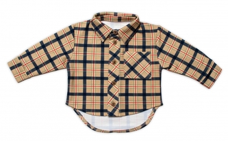 Dětská košile MROFI dl. rukáv s prodlouženým zadním dílem, Kuba - béžová, vel. 116; 116 (5-6r)