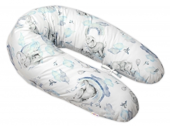 Kojící bavlněný polštář - relaxační poduška Baby Nellys, Slon a Duha, modrý Kojící bavlněný polštář - relaxační poduška Baby Nellys, Slon a Duha, modrý