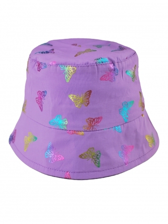 Letní, jarní klobouček Baby Nellys, Motýlci - lila, vel. 86/92, obvod: 46/50 cm; 86/92 (18-24m)