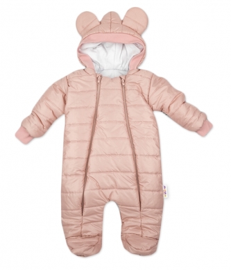 Zimní prošívaná kombinéza Lux s kapucí Ouško Baby Nellys, pudrová, vel. 80; 80 (9-12m)