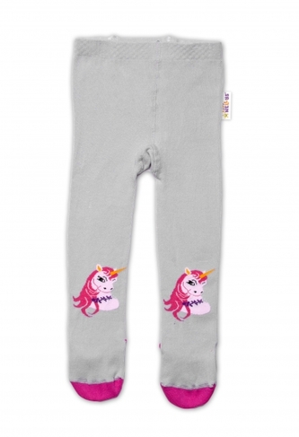 Baby Nellys Bavlněné punčocháče Unicorn - šedé; 62-74 (3-9m)