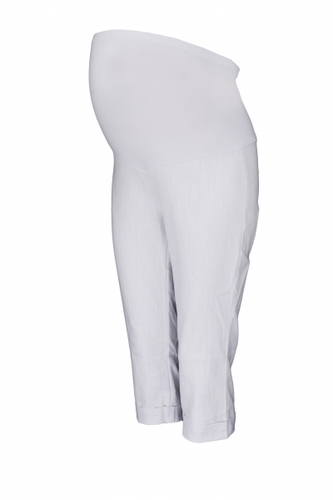 Be MaaMaa Těhotenské 3/4 kalhoty s elastickým pásem - bílé, vel. XXL; XXL (44)