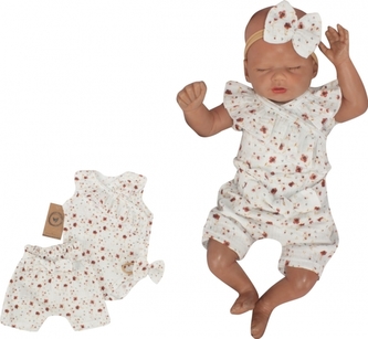 Zavinovací body s volánkem, kraťasy + čelenka mušelín, 3D, Z&Z Květinky, smetanové, vel.62; 62 (2-3m)