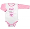 Body dlouhý rukáv s vtipným textem Baby Nellys, Haló! Já jsem tu nová, vel. 74, holka; 74 (6-9m)