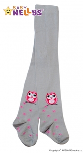 Bavlněné punčocháče Baby Nellys ®  - Sovička šedé, veľ. 80/86; 80/86 (12-18m)