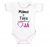 Body krátký rukáv s vtipným textem Baby Nellys, Máma+Táta, vel. 68, holka; 68 (3-6m)