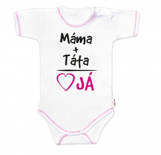 Body krátký rukáv s vtipným textem Baby Nellys, Máma+Táta, vel. 62, holka; 62 (2-3m)