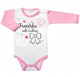 Body dlouhý rukáv s vtipným textem Baby Nellys, Trenérka celé rodiny, vel. 74; 74 (6-9m)