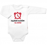 Body dlouhý rukáv Najlepší budíček na svete, Baby Nellys, bílé, vel. 74; 74 (6-9m)