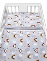 Baby Nellys 2-dílné bavlněné povlečení -  Ježek a duha, šedé; 120x90
