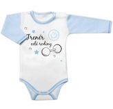 Body dlouhý rukáv s vtipným textem Baby Nellys, Trenér celé rodiny, vel. 68; 68 (3-6m)