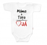 Body krátký rukáv s vtipným textem Baby Nellys, Máma+Táta, bílé, vel. 68; 68 (3-6m)