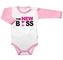 Body dlouhý rukáv s vtipným textem Baby Nellys, The New Boss, vel. 80, holka; 80 (9-12m)