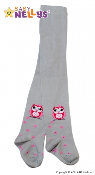 Bavlněné punčocháče Baby Nellys ®  - Sovička šedé, vel. 104/110; 104/110 (3-5r)