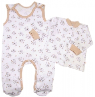Kojenecké dupačky bavlna s košilkou Koala Basic Baby Nellys, béžový lem, vel.68; 68 (3-6m)